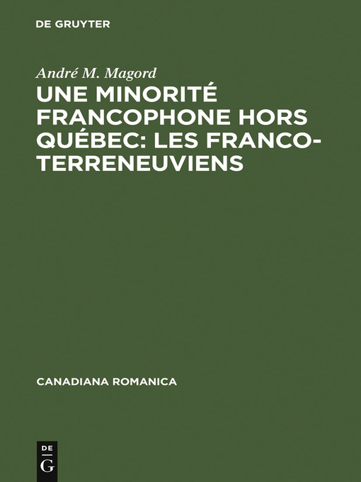 Title details for Une minorité francophone hors Québec by André M. Magord - Available